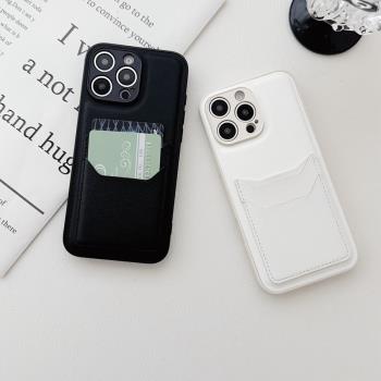雙卡適用iphone16pro手機殼蘋果15promax卡套的ip14帶12卡包11後面x可放卡xr卡槽xsmax矽膠8plus插卡13卡夾se