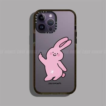 ins可愛粉色兔子適用蘋果14/13手機殼iPhone12 11 Promax軟邊硬殼