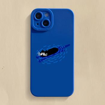 游泳的貓iPhone13手機殼14plus蘋果12Promax全包11套x可愛xr適用8