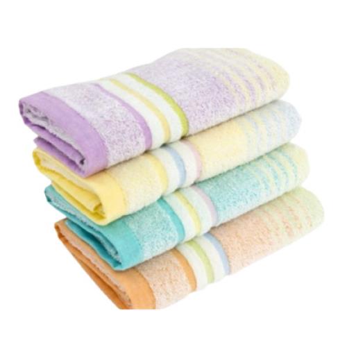 【台灣興隆毛巾】#24亮彩橫紋前漂純棉毛巾 12條毛巾組