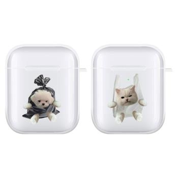 可愛小貓耳機殼適用Airpods保護套1代2代蘋果3代軟AirpodsPro情侶