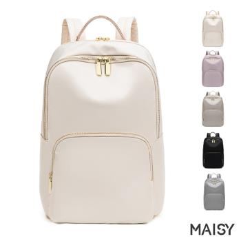 【MAISY】簡約細緻牛津布面旅行揹包(現+預 黑色／米白色／杏灰色／灰藍色／粉紫色)