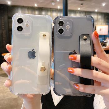蘋果16手機殼iPhone15/14/13/12/11透明腕帶支架殼16promax氣囊防摔15promax保護套14pro矽膠全包13p軟殼適用