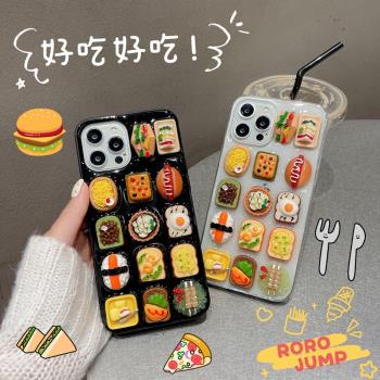 食物壽司適用iphone12 13pro蘋果14 11手機殼xsmax創意8p立體se3