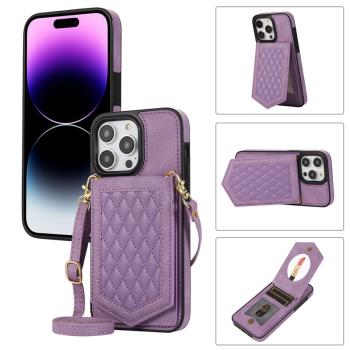 小香風卡包卡套15適用蘋果16Promax手機殼iPhone13雙層12卡夾帶鏡子11斜挎x掛繩xr揹包xs兩張8plus插卡14支架