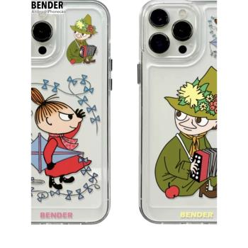 姆明一家iPhone15promax亞美情侶卡通周邊手機殼太空殼適用於蘋果12plus13mini14promaX11全包硬殼保護套防摔