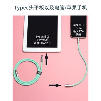 客制化充電線數據線液態硅膠線材C94適用于typec雙頭安卓iPhone14手機ipad筆記本電腦二合一多功能蘋果充電線