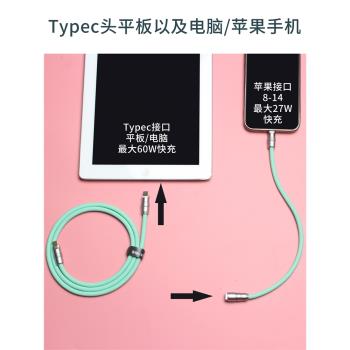 客製化充電線數據線液態矽膠線材C94適用於typec雙頭安卓iPhone15手機ipad筆記本電腦二合一多功能蘋果充電線