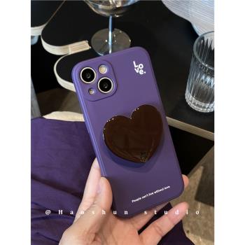 暗紫英文適用于iphone15promax蘋果15PLUS/15手機殼11全包小眾手機殼xsmax液態xr女8plus潮ins風7PLUS保護套