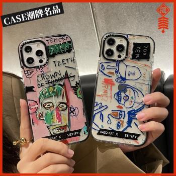 聯名Basquiat適用iPhone14Pro蘋果13Promax手機殼12潮牌11防摔XS透明XR個性X創意mini軟