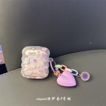 果凍紫色卡通小狗小貓咪airpods1/2代無線藍牙耳機保護套適用蘋果3代殼pro