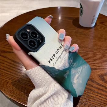 技芝 創意適用iPhone13ProMax矽膠蘋果16 15 12手機殼11防摔風景湖水14 XsMax新款plus保護套軟潮豎皮紋男女