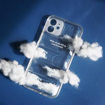 白云朵空氣羽絨適用蘋果13iphone14promax手機殼12新款11小眾氣囊