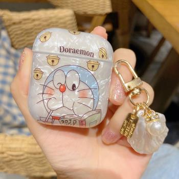 卡通貝殼紋看書貓airpodsPro2矽膠airpods2/3代適用蘋果airpods4藍牙耳機套airpodspro女款手鏈可愛