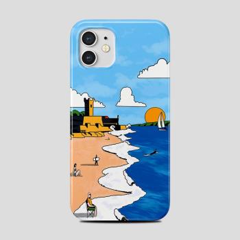 夏日海灘iPhone13蘋果12promax菲林殼xsmax全包手機潮殼14防摔亮面硬殼xr原創min創意個性適用11藝術感保護套