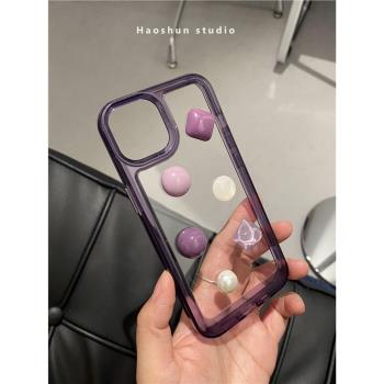紫寶石適用于iPhone13ProMax手機殼14PLUS/12promax硬XSmax防摔透明硬殼XS女款氣質蘋果11promax保護套XR