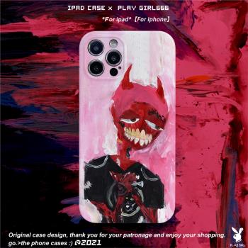 PlayGirl原創騷粉撒旦惡魔油畫藝術手機殼適用蘋果iPhone14p安卓