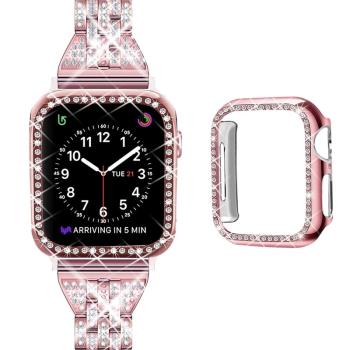 金屬鑲鉆細腕表帶表殼適用apple watch蘋果手表iWatch2/3/4/5/6代