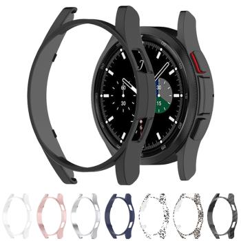適用三星Galaxy Watch4 Classic42/46mm手表保護殼pc鏤空半包硬殼Watch4 40/44mm硅膠彩繪豹紋迷彩印花保護套