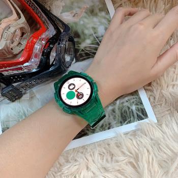 新款適用于三星Galaxy Watch4 Classic手表護套一體透明表帶雙扣