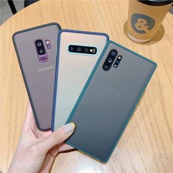 適用於三星note10+手機殼簡約透明磨砂撞色note9/8套全包防摔矽膠