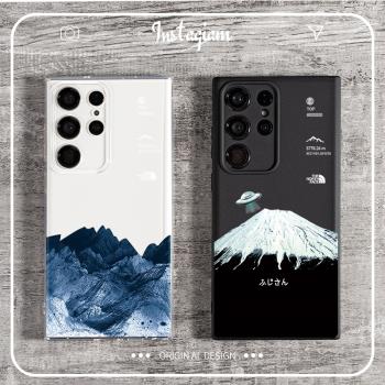 富士山適用于三星S23ultra手機殼S22+透明弧邊保護套A53軟note20黑色磨砂A90文藝風景S10簡約商務情侶