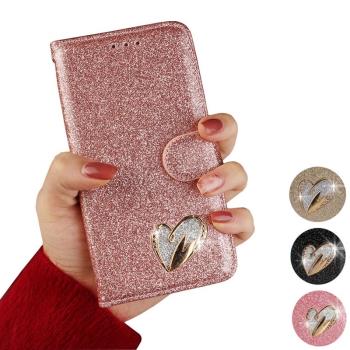 適用於Samsung S24三星note8手機殼翻蓋s9女款S23高檔愛心水鉆s10全包防摔保護S21皮套S20插卡S22軟tpu A55