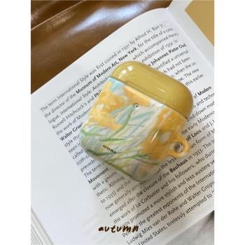 秋日黃花適用於Airpods4保護套airpods2耳機套aipods二代三無線藍芽AirPods3日韓ins風菲林耳機殼AirPodspro2
