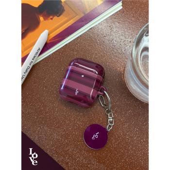 莓紫紋適用于Airpods保護套airpods2耳機套aipods二代三無線藍牙ipods/airpod3 pro代日韓ins風菲林耳機殼