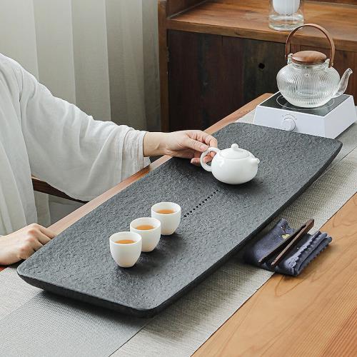 天然烏金石頭茶盤大號家用簡約石材茶臺日式現代茶海功夫托盤|會員獨享