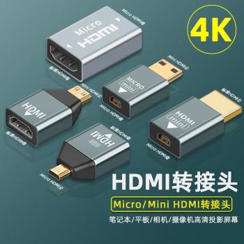 Minihdmi轉hdmi轉接頭迷你micro hdmi轉換器筆記本電腦顯卡相機接電視顯示器高清線適用PS4尼康佳能DV攝像機