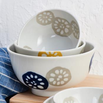 日本進口美濃燒釉下彩藕片日式輕量陶瓷碗盤碟餐具飯碗菜盤茶杯