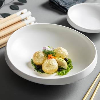 白色盤子家用北歐歐式陶瓷菜盤酒店創意個性高檔餐廳商用異形餐具