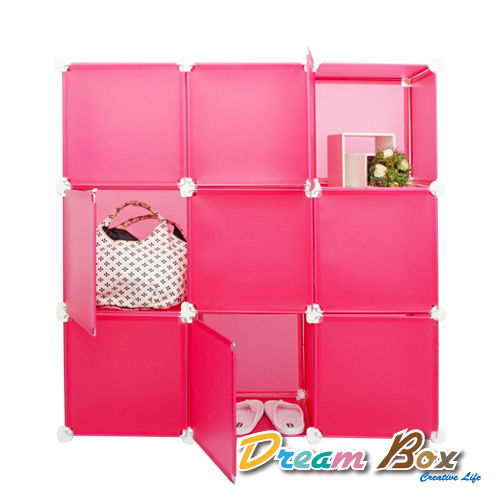 【媽媽樂】Dream box百變創意9格9門收納櫃-搭黑色接頭(10色任選)