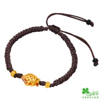 幸運草 年連有餘 純金+水晶 中國結繩手環 (預購)