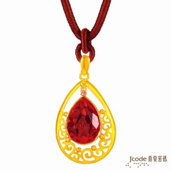J’code真愛密碼慈愛約定純金中國繩項鍊-大/紅