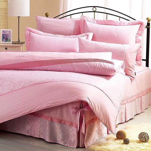 【享夢城堡】HELLO KITTY 優雅緹花系列-雙人純棉六件式床罩組
