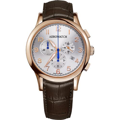AEROWATCH Grace優雅風範三眼計時腕錶A83966RO01 