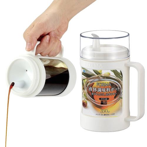 日本ASVEL油控式350ml調味油手提玻璃壺(白色) 