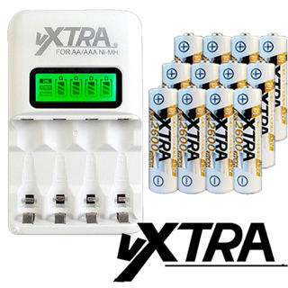 【VXTRA】LCD智慧型2.4A大電流低自放充電組(附3號電池12入)