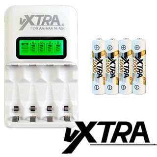 【VXTRA】LCD智慧型2.4A大電流低自放充電組(附4號電池4入)