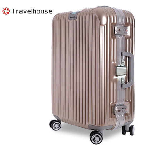 【Travelhouse】爵世風華 29吋PC鋁框鏡面行李箱(金色)