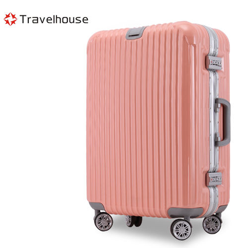 【Travelhouse】爵世風華 26吋PC鋁框鏡面行李箱(粉色)
