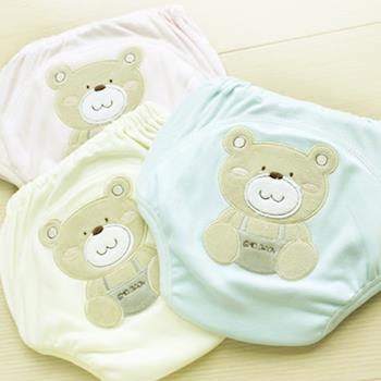 GMP BABY 舒適可愛熊超吸排純棉紗寶寶學習褲-黃色-XS-705