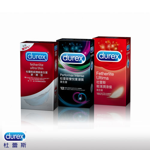 【Durex杜蕾斯】(雙悅愛潮裝12入+輕薄潤滑裝10入+超薄裝更薄型10入)