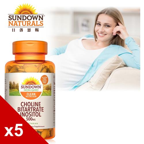 【美國Sundown日落恩賜】孕寶膽鹼+肌醇加強錠x5瓶組(60錠/瓶)|肌醇