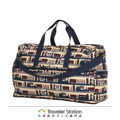 《Traveler Station》HAPI+TAS 摺疊圓形旅行袋(大)新款-220米色倫敦風情