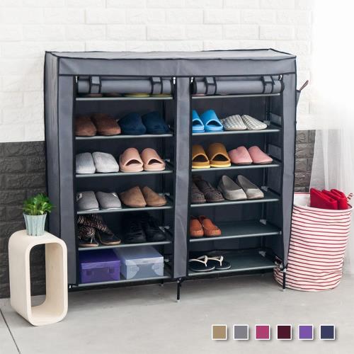 超大雙排加寬12格簡易DIY防塵鞋櫃 組合鞋櫃 鞋架 6色可選 