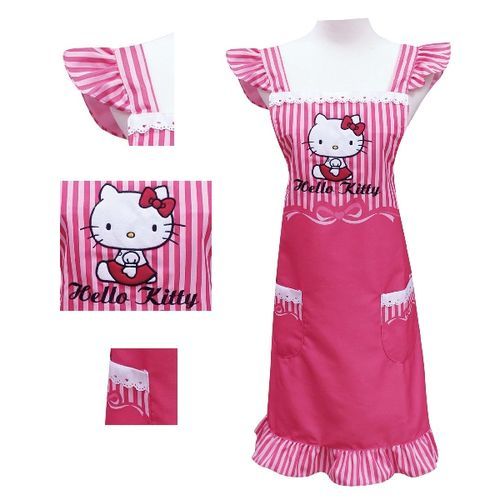 Hello Kitty桃紅色緞帶圍裙KT-0412B