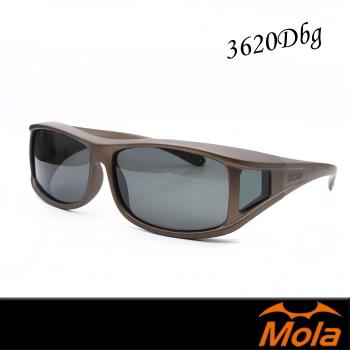 MOLA摩拉包覆式近視偏光太陽眼鏡 套鏡 UV400 男女 抗紫外線 茶框 灰片 3620Dbg